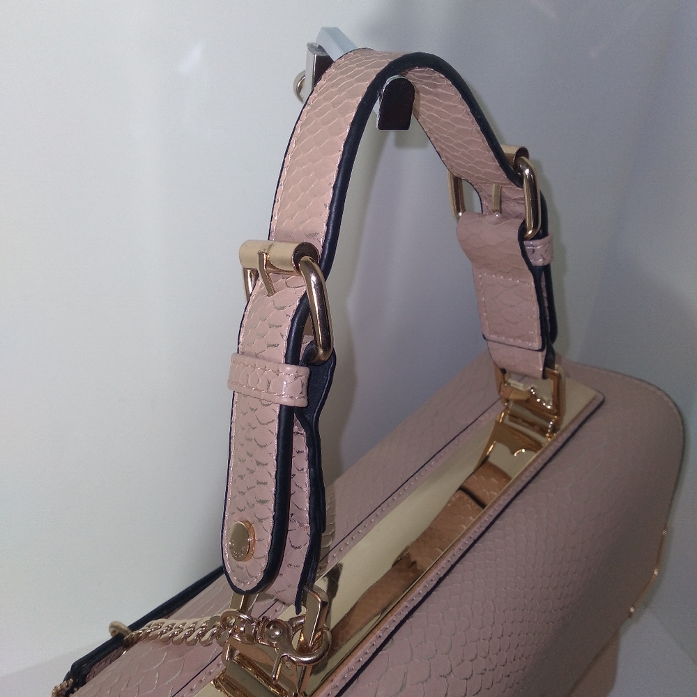 Dune London Pink/Rose Gold Faux Snakeskin Print Hand-Held Bag - Picture 17 of 17